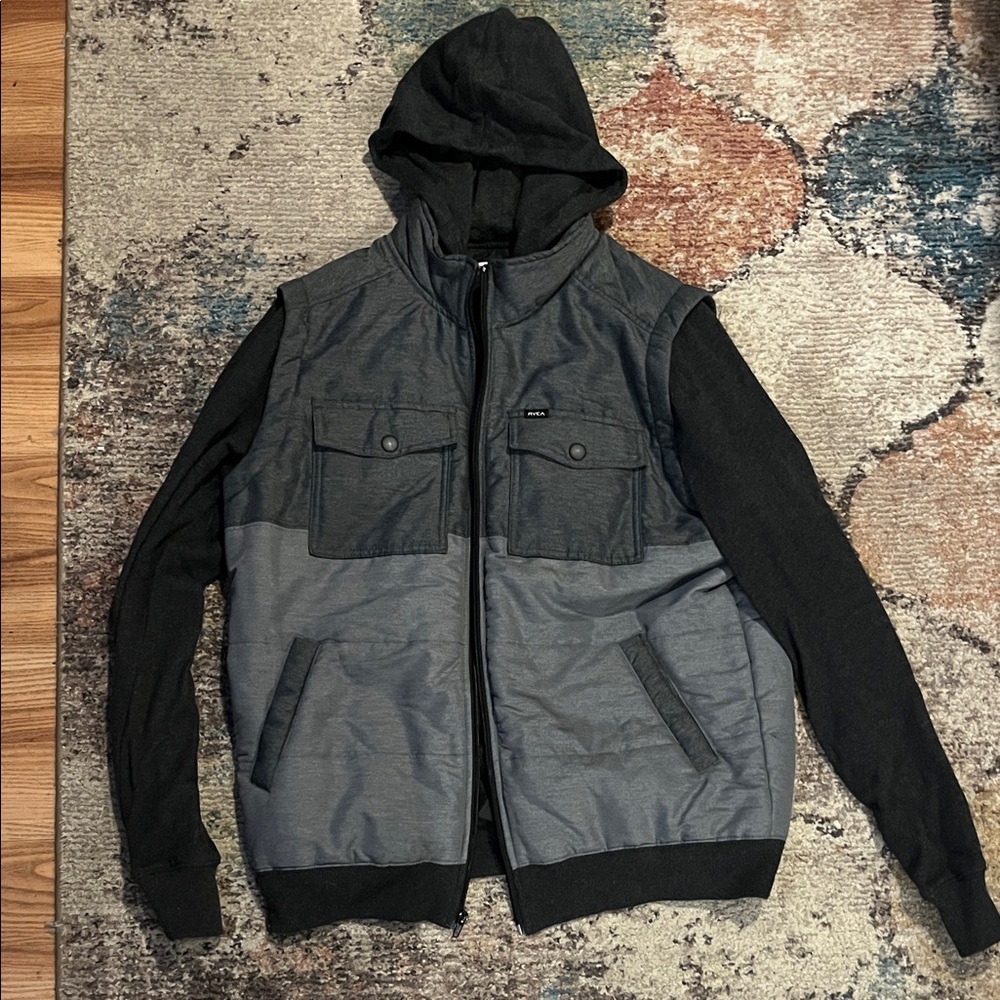 Black and Gray Hooded Jacket
